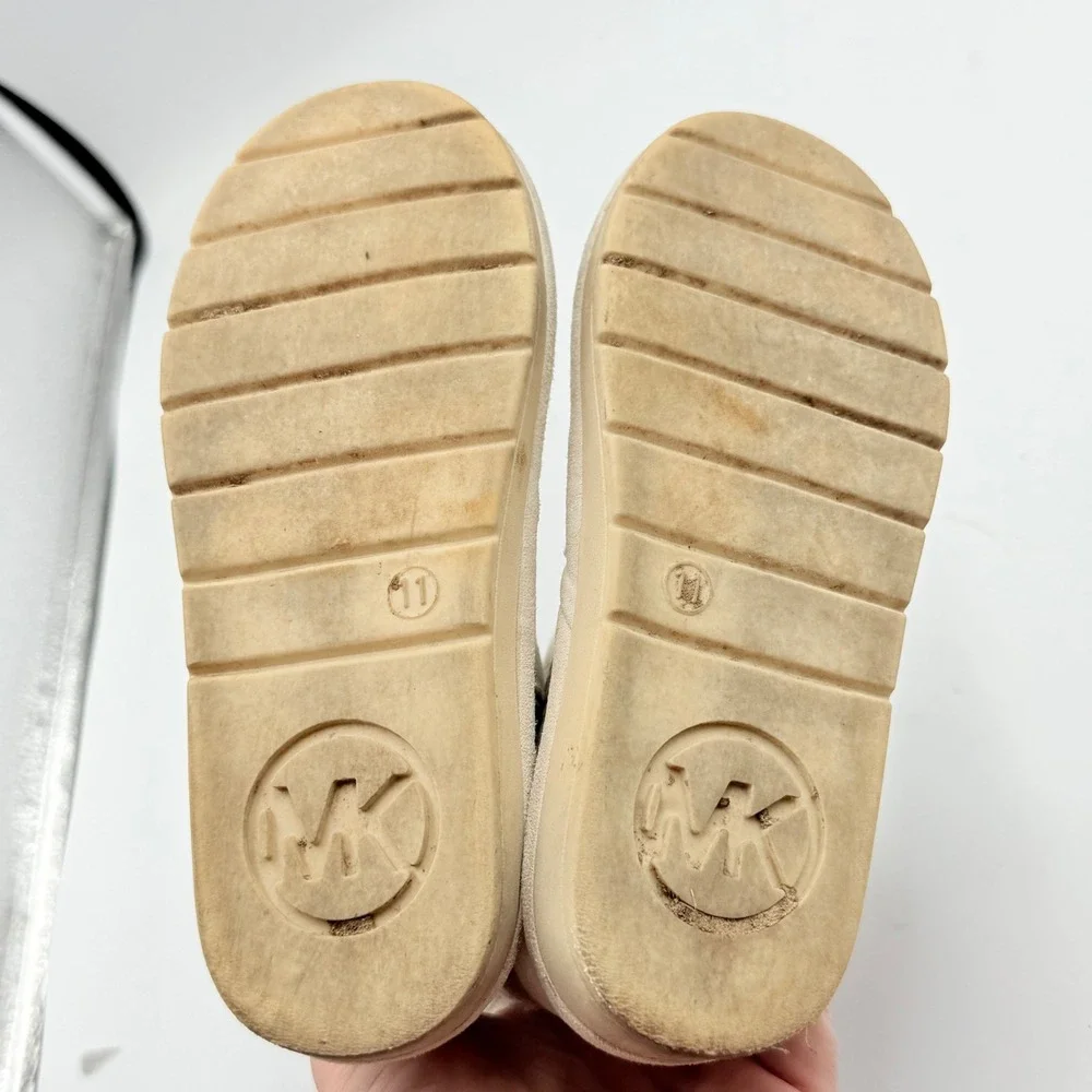 Michael Kors Kids MK Logo Snow Boots Faux Fur‎ Lined Zip Cream Size 11